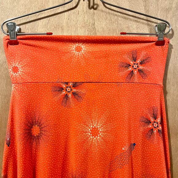 LuLaRoe Azure Skirt, Medium, Orange Starburst Yoga Waistband - Picture 2 of 4